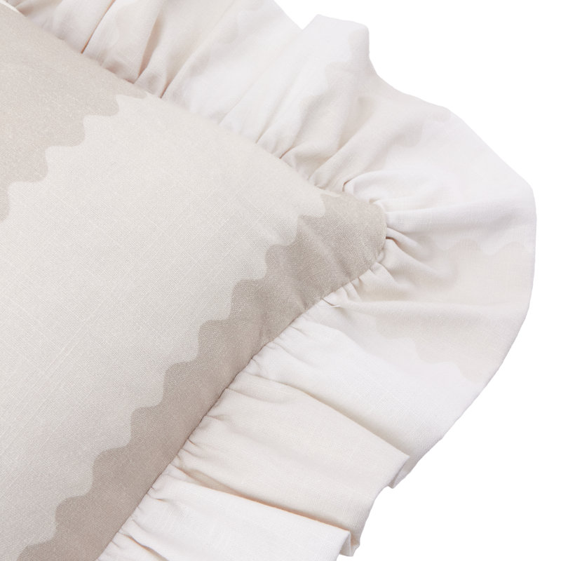 Striped Square Cushion, Feather, Beige/Cream