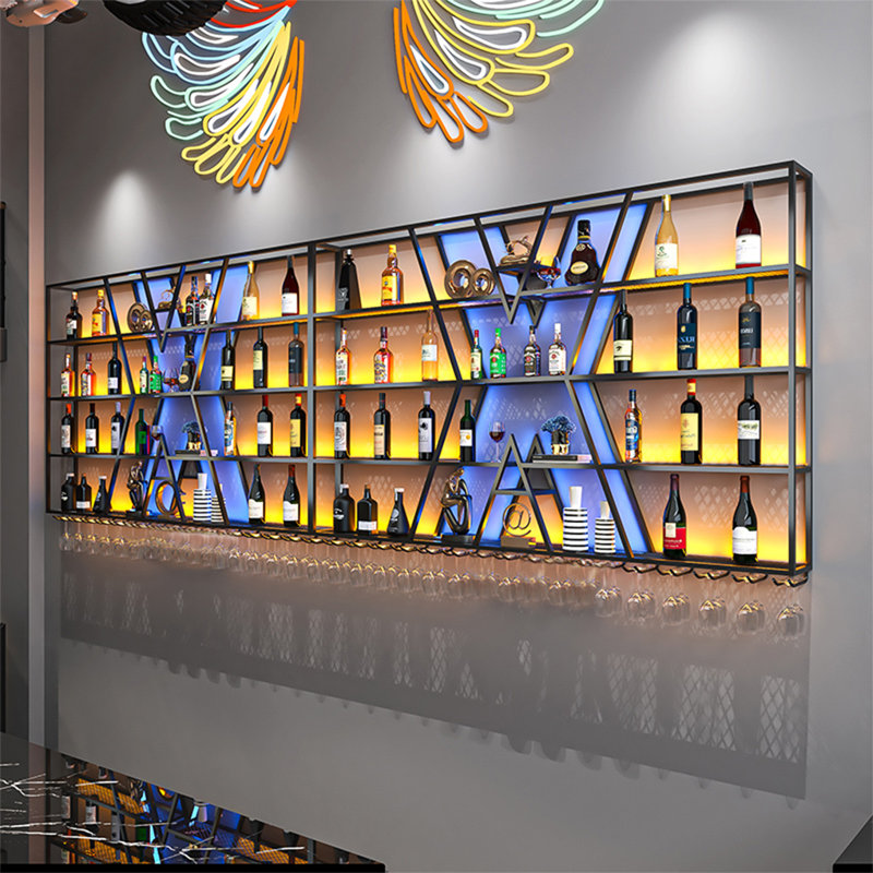 4 Tier Creative Wall Mounted Wine Rack, 57" H x 157.4" W x 7.8" D