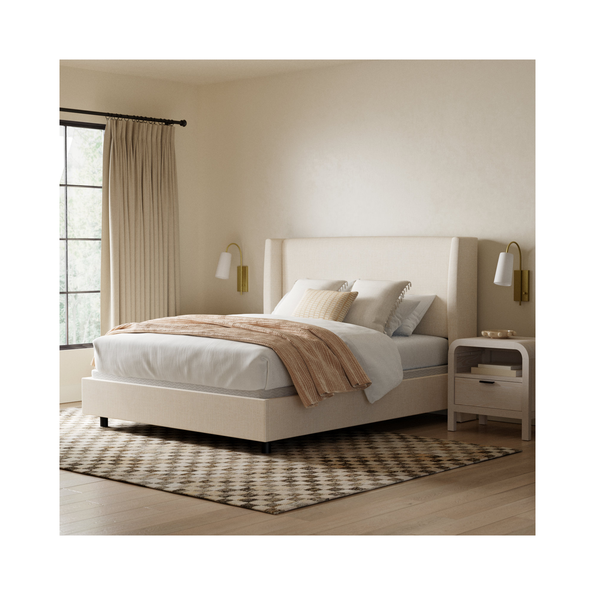 Tilly Upholstered Bed, California King, Classic Talc Linen