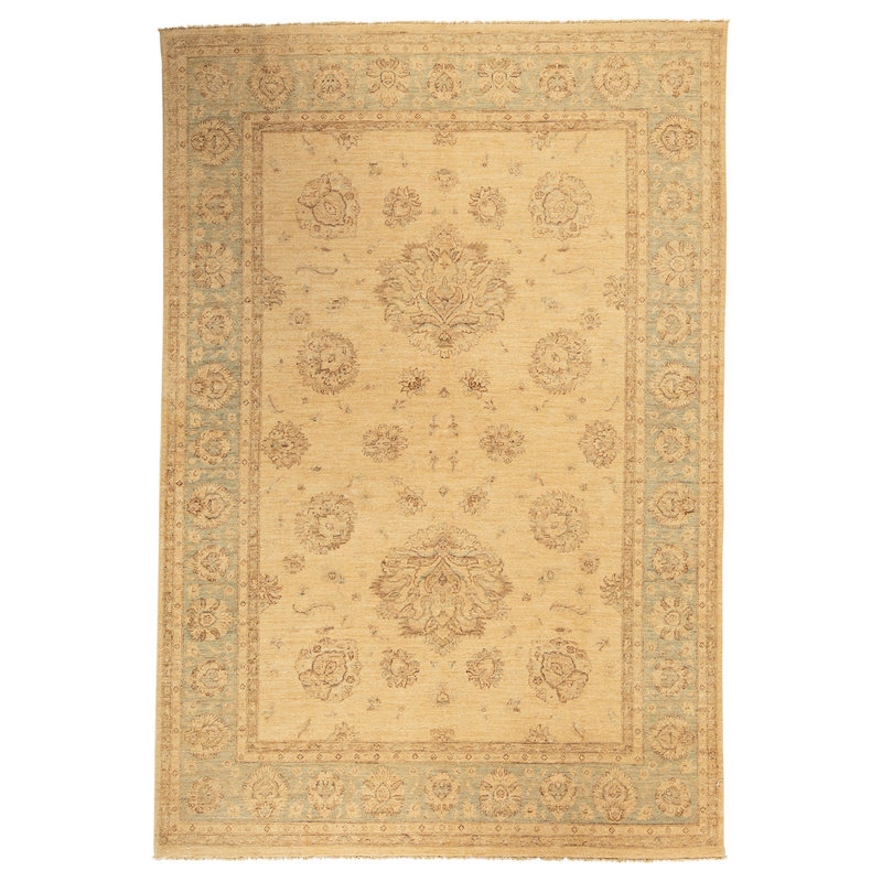 Tapis beige noué à la main de haute qualité et unique en son genre