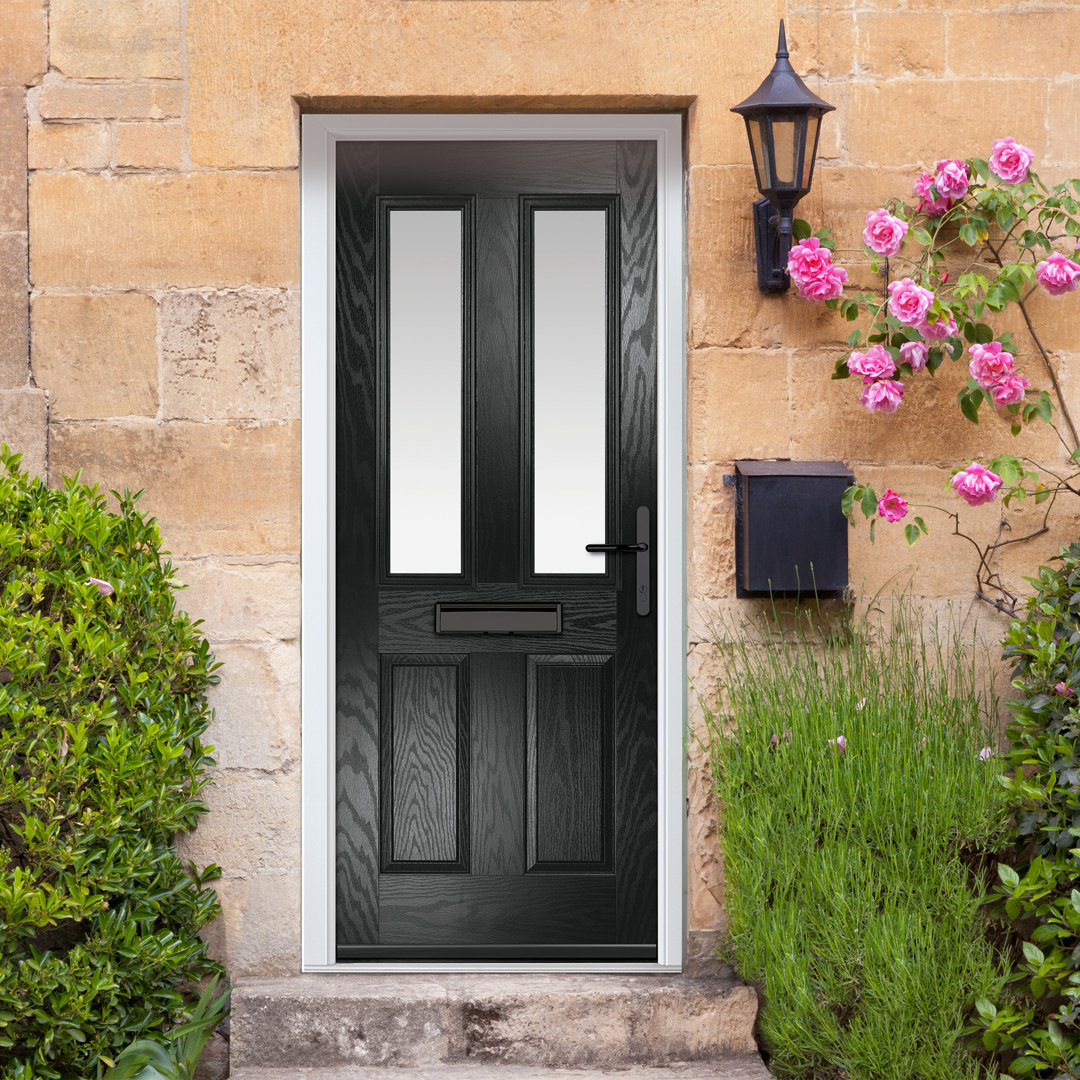 Crystal GRP Front door Carnoustie Green 890mm x 2090mm Open in Right hand Stipolytte Glass