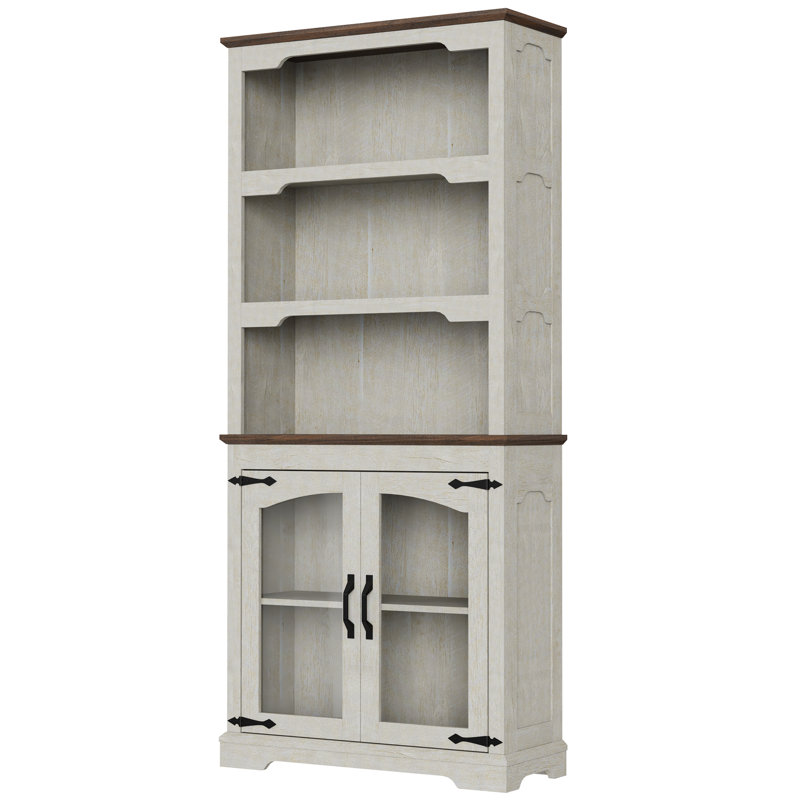 Bibliothèque standard H 70 "x l 31,5" avec portes, Brun / Blanc