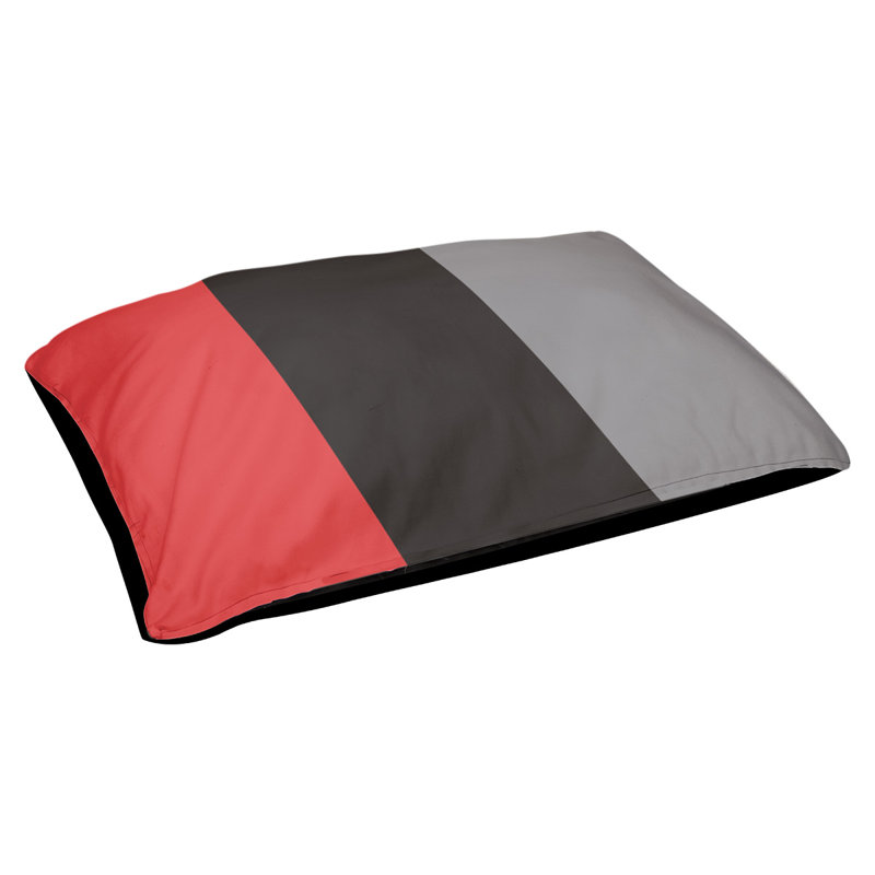 Coussin pour chien hockey Minnesota, Petit (l 28 po x P 18 po x H 9,5 po), Rouge / noir / gris mat