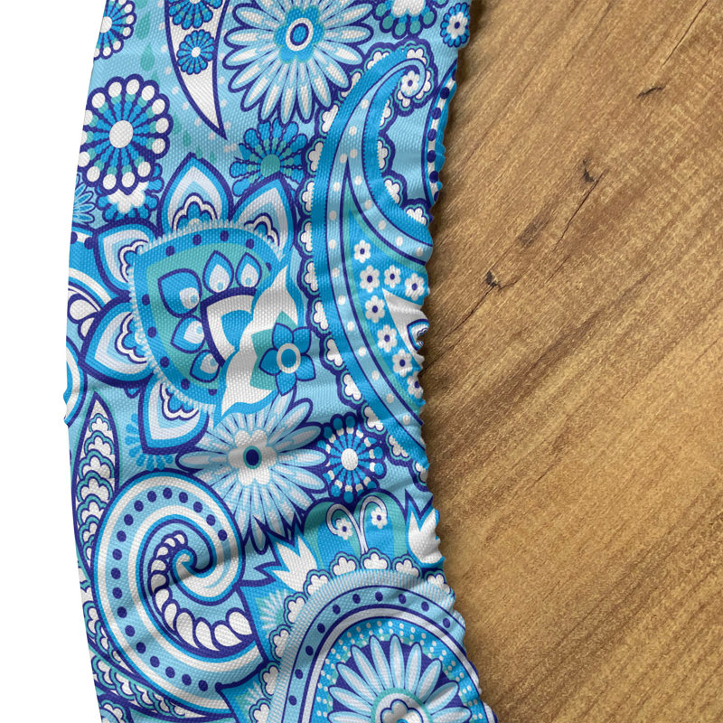 Bungalow Rose Paisley Fitted Round Tablecloth, Sky Blue/Pale Blue, 51.97" Round