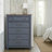 Americana 5-Drawer Chest, No Assembly Required, Corduroy Blue Finish