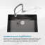 Évier de cuisine en acier inoxydable, lavabo simple encastré à la main noir de 27 po x 19 po, avec drain et crochet standards américains-121085669