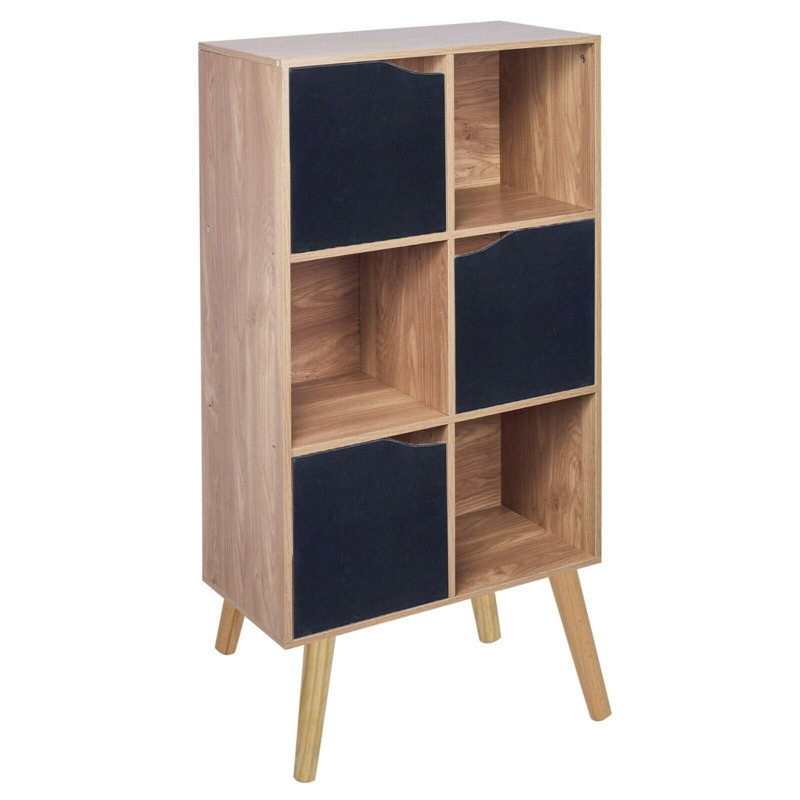 Riko 110cm H x 60cm W Wood Standard Bookcase, Oak/Black/Beech