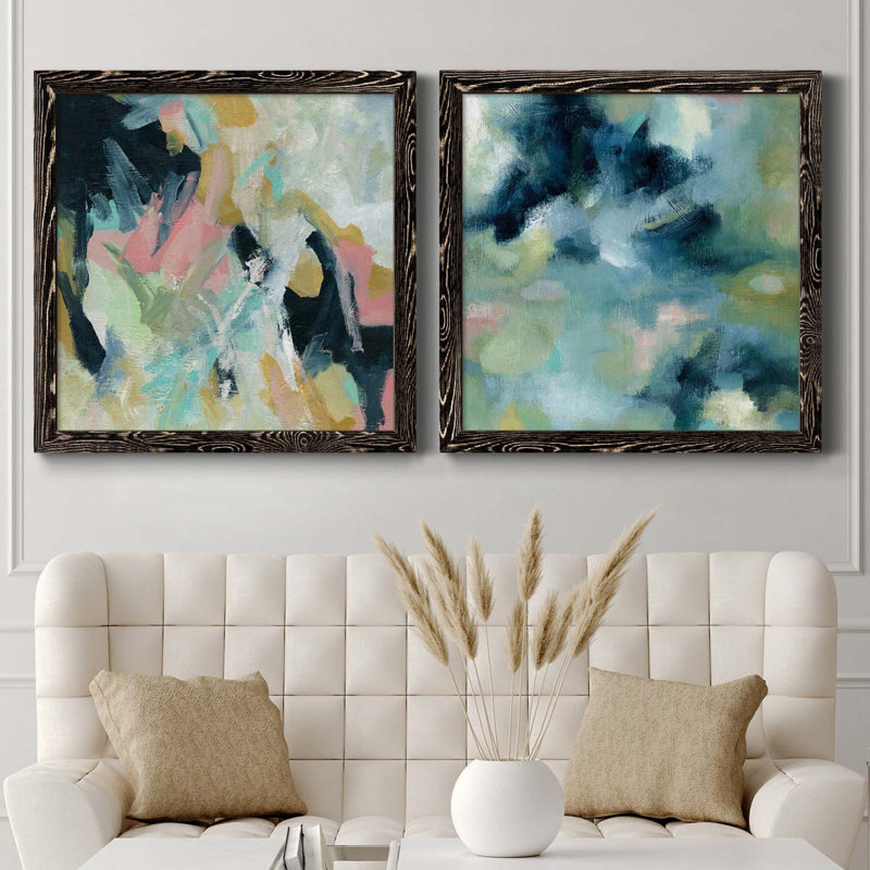 «Vitality», ensemble de 2 peintures sur toiles, H 35,5 po x l 71 po x P 1,5 po, Toile avec cadre noir