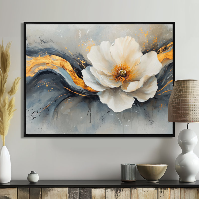 Alvares - Abstract Wall Art, Noir, noir, noir, noir, H 12 po x l 20 po, Cadre flottant