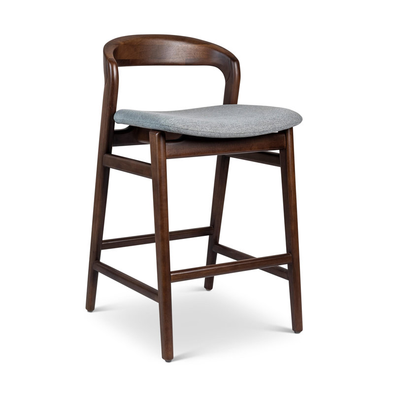 Modern Brazilian Velma Counter Stool, Essence Gray/Ebano Frame, Counter Stool (25.25" Seat Height)