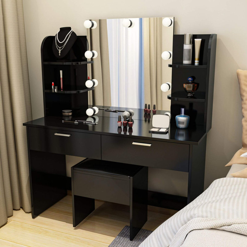Rivian 2 Drawer Dressing Table with LED Mirror