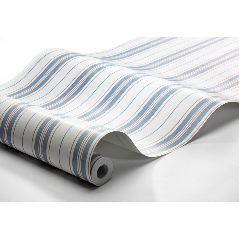 Boråstapeter Hamnskär Stripe Wallpaper, Blue/Red