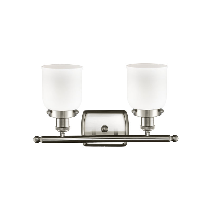 Éclairage pour meuble-lavabo 2 lumières Calton, Blanc mat, DEL, Nickel satiné brossé