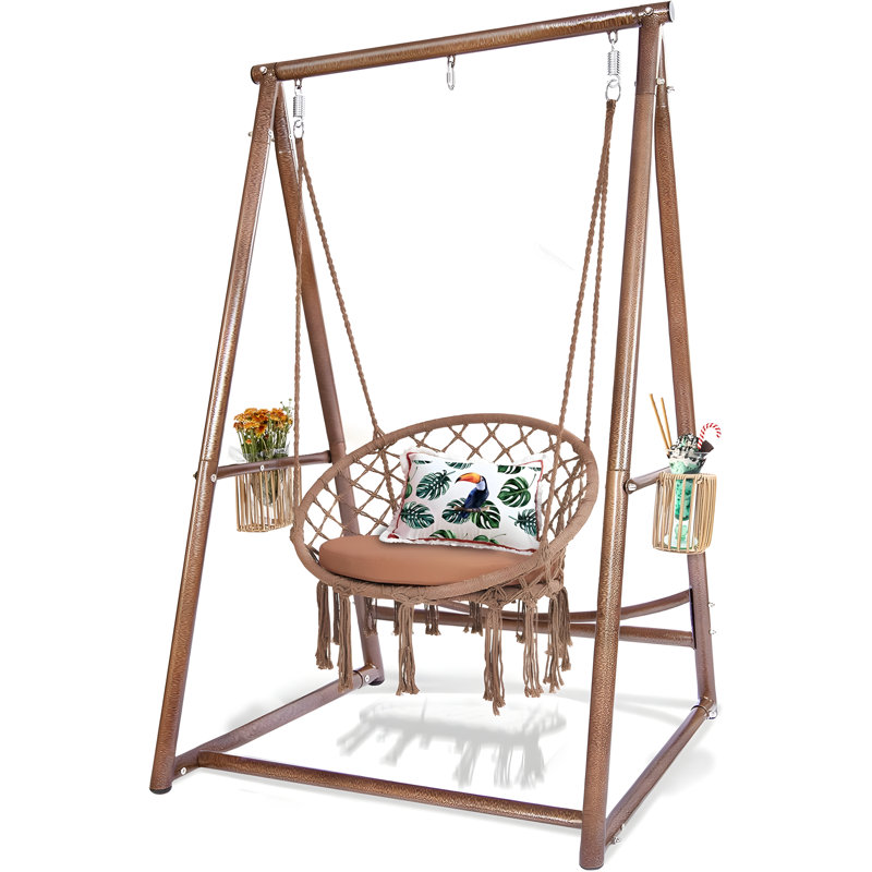 Balancelle hamac avec coussin et support en acier renforcé Macrame