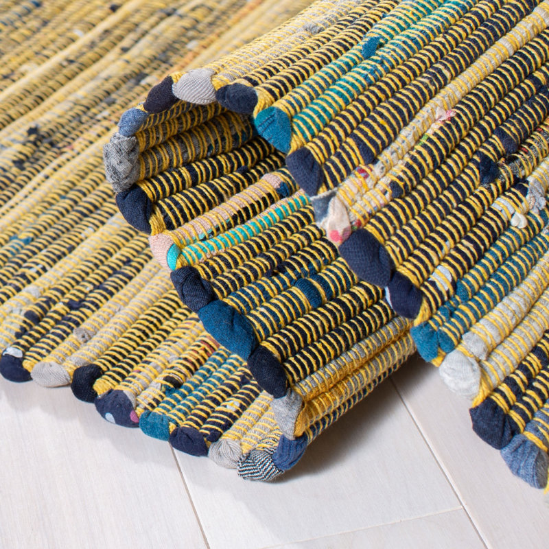 Desilva Rug Hand Woven Cotton Striped Rug, Rectangle 2'6" x 4'