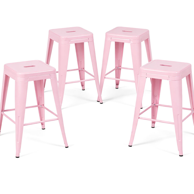 24 tabourets de bar en métal sans dossier de 24 pouces de hauteur, sans comptoir, de 4, installation rapide pour îlot de cuisine, bar, - rouille et eau