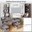 Dressing Table With 3 Colorful Light Mirror High- Makeup Desk 110Cm Desktop Vanity Table-1755238936