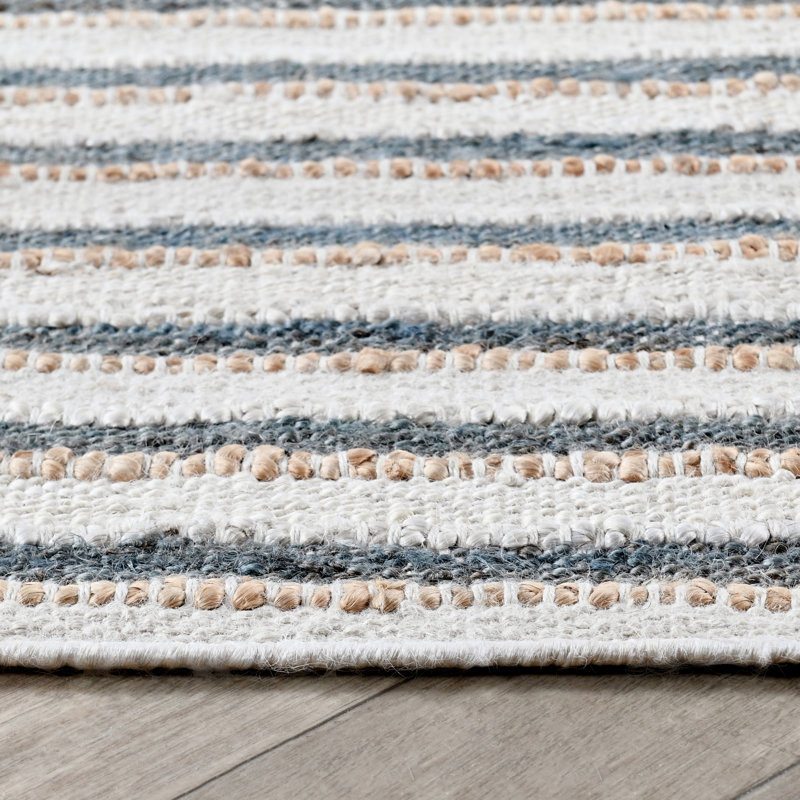Del Striped Area Rug, Rectangle 5' x 8', Ivory/Blue