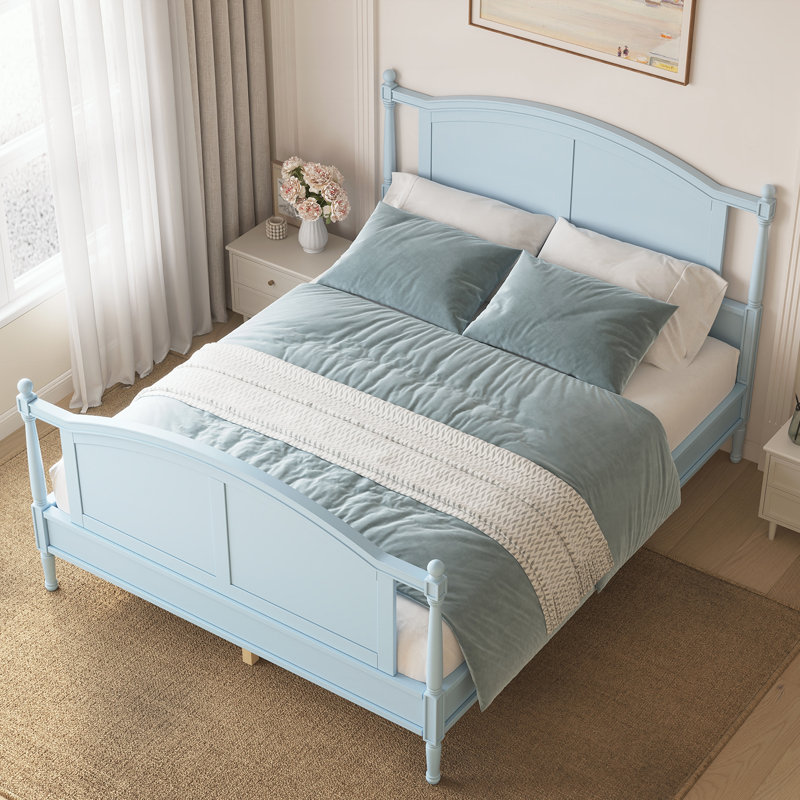 Structure de lit plateforme Traditional, Queen, Light Blue