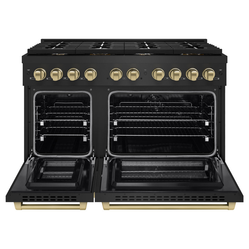 ZLINE Autograph 48" Paramount Dual Fuel Black Stainless Range w/ Gold Accents (SDRBZ-48-G), Gold