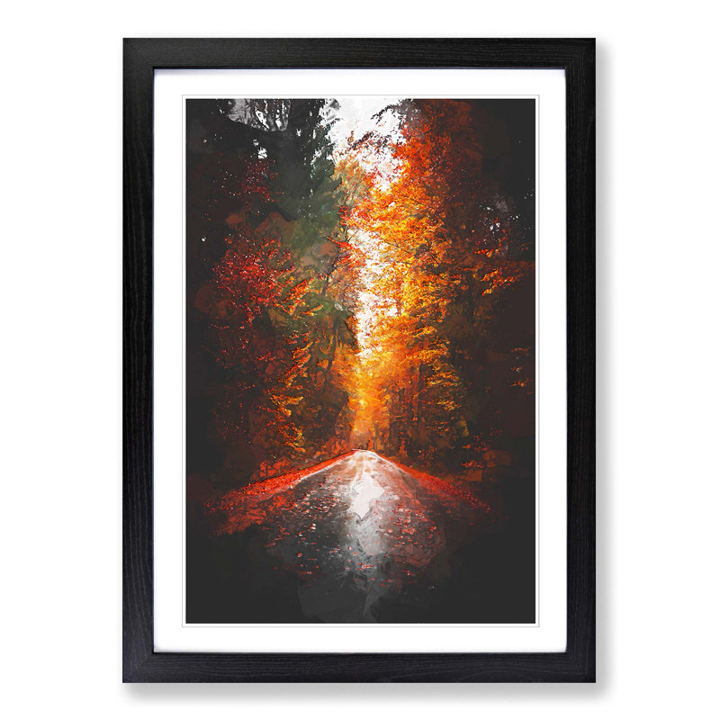 Autumn Road in Austria in Abstract - Picture Frame Graphic Art Print, Black Framed, 36cm H x 27cm W x 2cm D