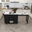 74.8" Kitchen Island With Extendable Dining Table, Marble Veneer Top & Built-In Power Outlet - Mobile Storage Cart With 3 Drawers & Cabinet, Rolling Kitchen Cart For Dining Room, Black-592616111