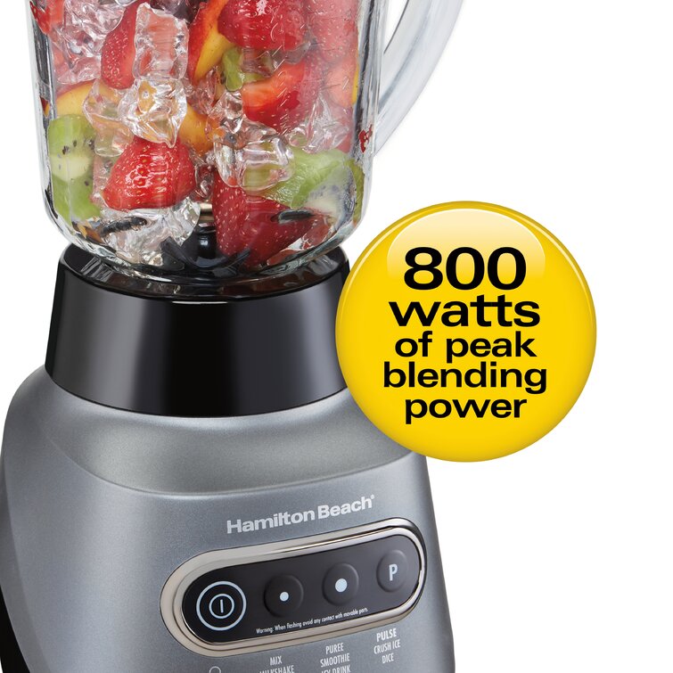 Hamilton Beach Power Elite Wave Action blender-for Shakes & Smoothies,  Puree, Crush Ice, 40 Oz Glass Jar, 12 Functions, Stainless Steel Ice