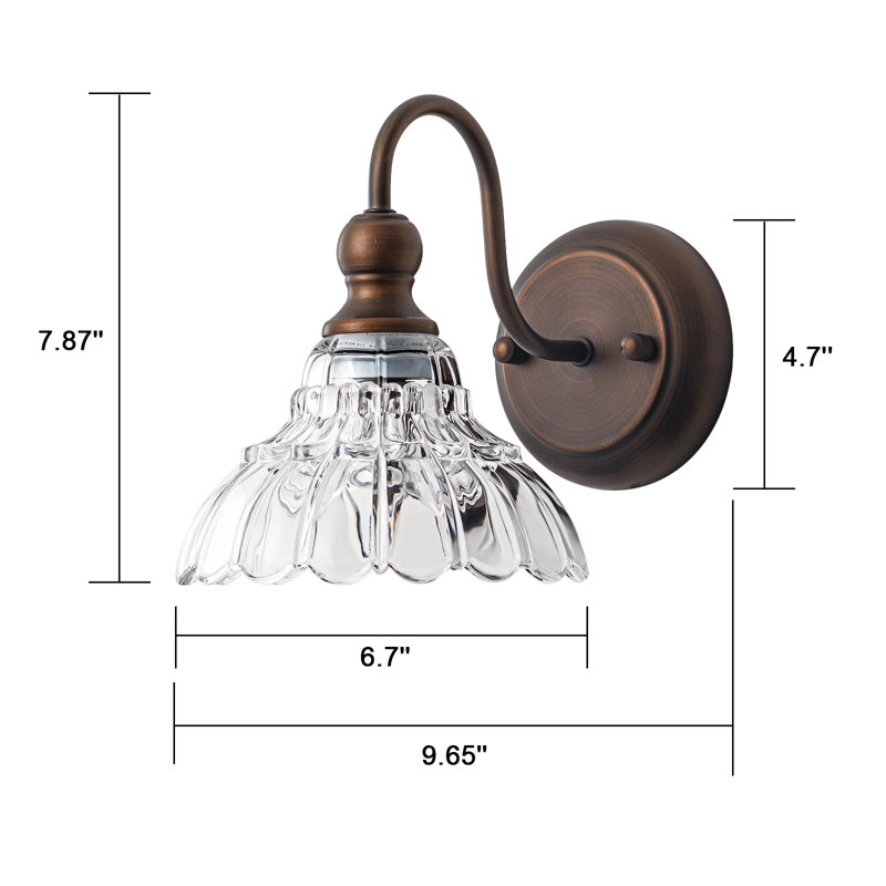 Textured Coffee Bronze Vanity Lights With Clear Glass Shade, 1 Light, Coffee Bronze