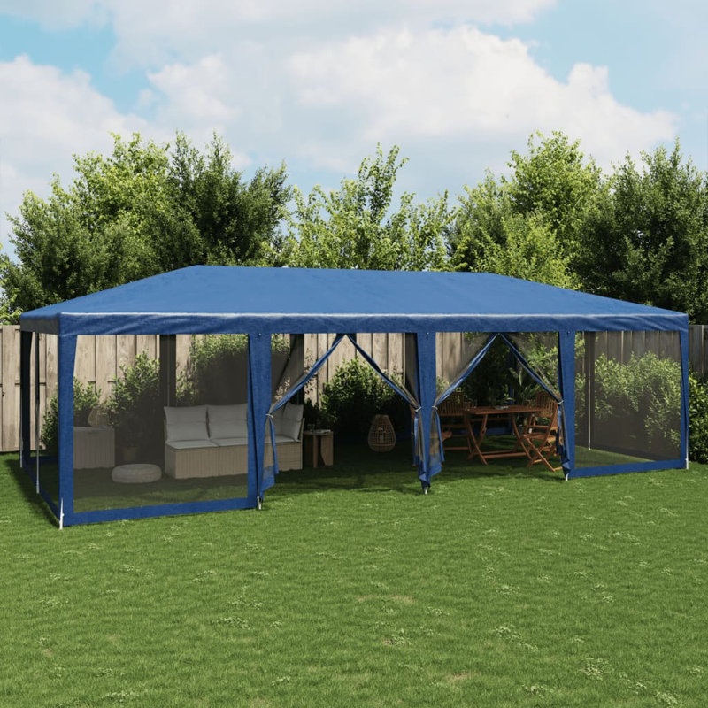 Manatuto 3m x 3m Steel Party Tent, 268cm H x 800cm W x 400cm D, Blue