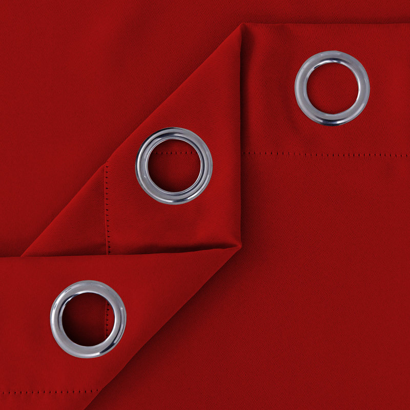 Jeffro Thermal Blackout Eyelet Curtains – Room Darkening Pair for Bedroom & Living Room, 167.64cm Width x 137.16cm Drop, Red