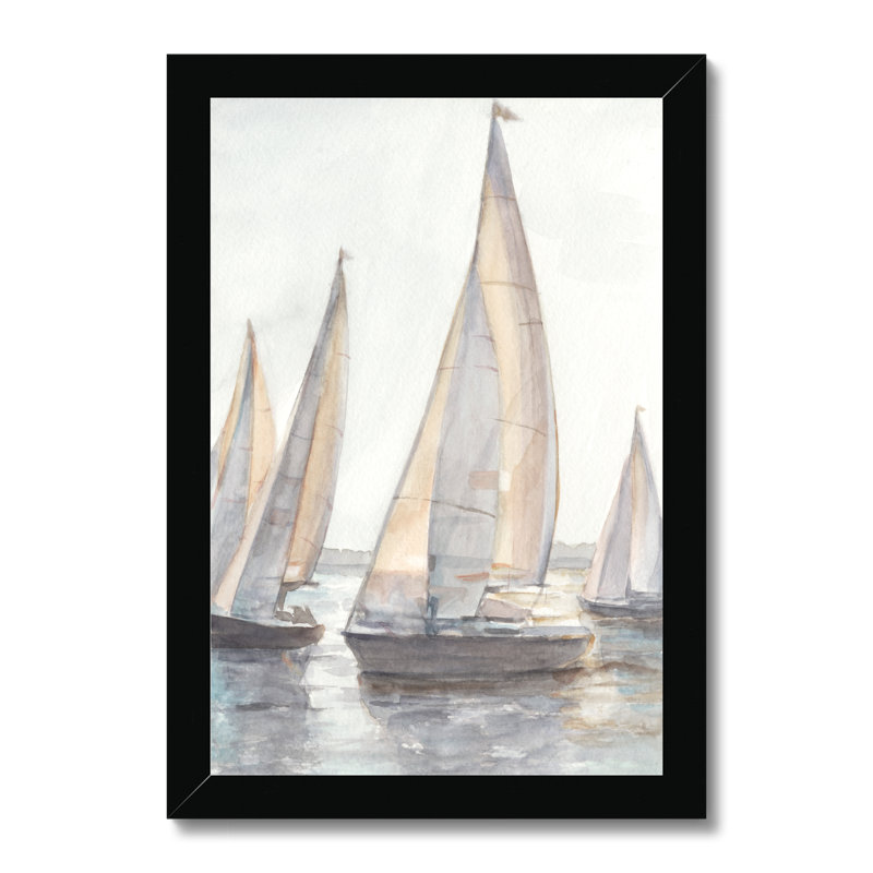Plein Air Sailboats I by Ethan Harper - Painting, 95cm H x 65cm W, Black Framed Paper Print