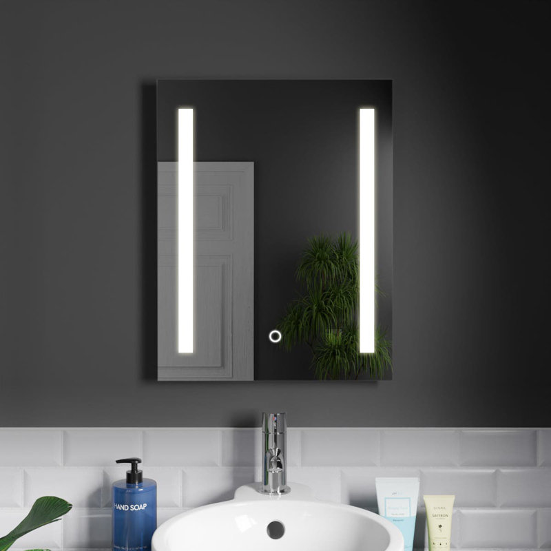 Rectangle LED Bathroom Mirror Fog Free Touch Sensor, 39 cm H x 50 cm W