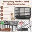 Cage à chien pliable en métal robuste avec roulettes verrouillables et plateau-2035534006