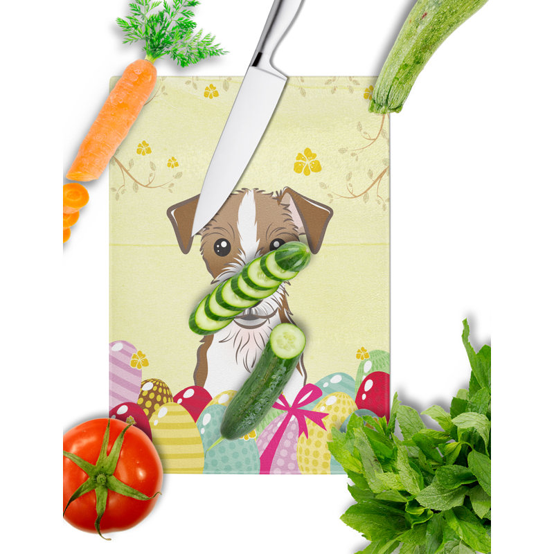 Caroline's Treasures Tempered Glass Easter Egg Hunt Cutting Board, Dark Brown Jack Russell Terrier