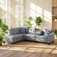 Canapé d'angle Irine en similicuir, 249 cm (L) x 180 cm (P) x 84 cm (H), avec pouf de rangement