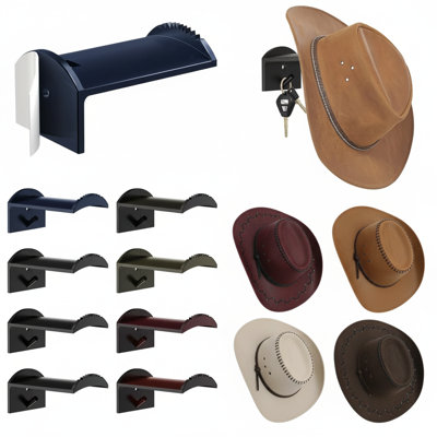 Cowboy Hat Holder, 3.0" Anti-Slip Plastic 8 - Hook Wall Hook (Set of 8)