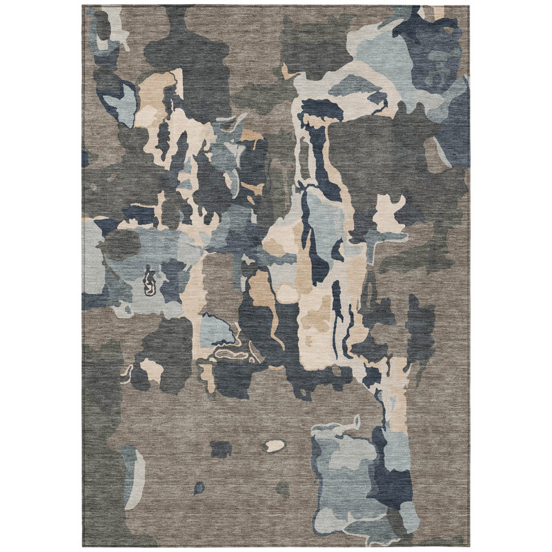 Mysa Brown Washable Indoor-Outdoor Rug - , 2'6" x 3'10"