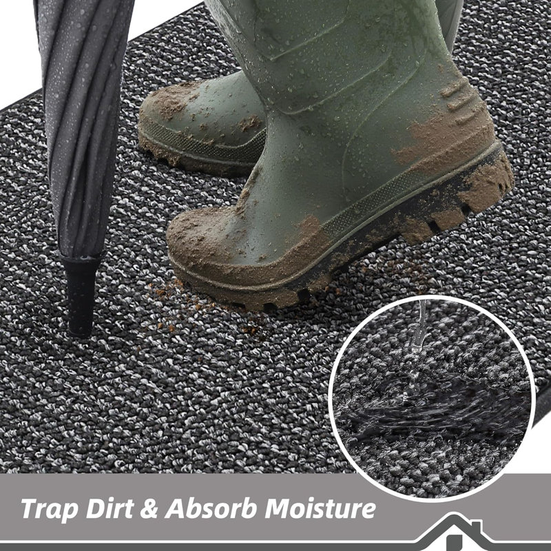 Tapis de porte anti-saleté lavable, Gris anthracite, 32 po x 48 po