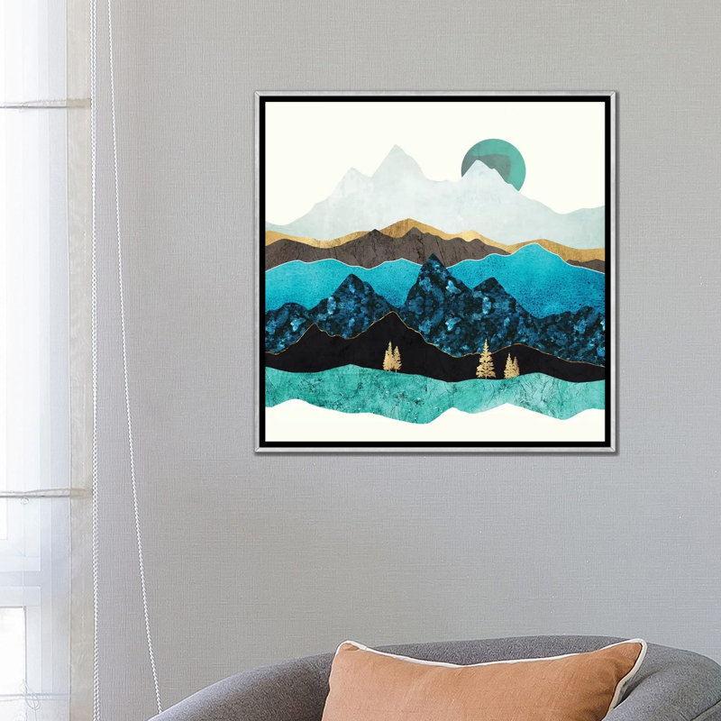 Teal Afternoon - Graphic Art Print, No Matte, Silver Framed Canvas, 26" H x 26" W x 1.5" D