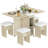 Drop Leaf Dining Table,Folding Dining Table With 6 Wheels And Four Leather Stools,Space Saving Dining Table And Chairs For Dining Room, Kitchen-1903155462-1903155456-1903155459