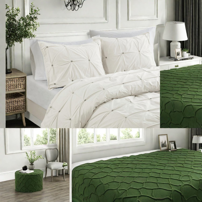 Modern Elastic Embroidered Cotton Bedding Set, Full/queen