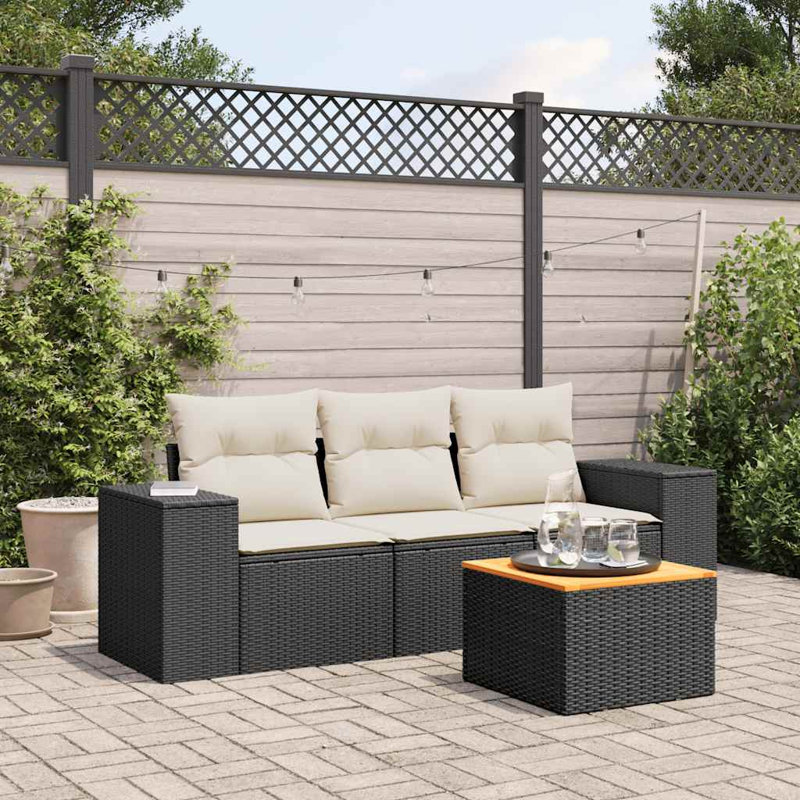 Vidaxl Garden Sofa Set Black, Cream White