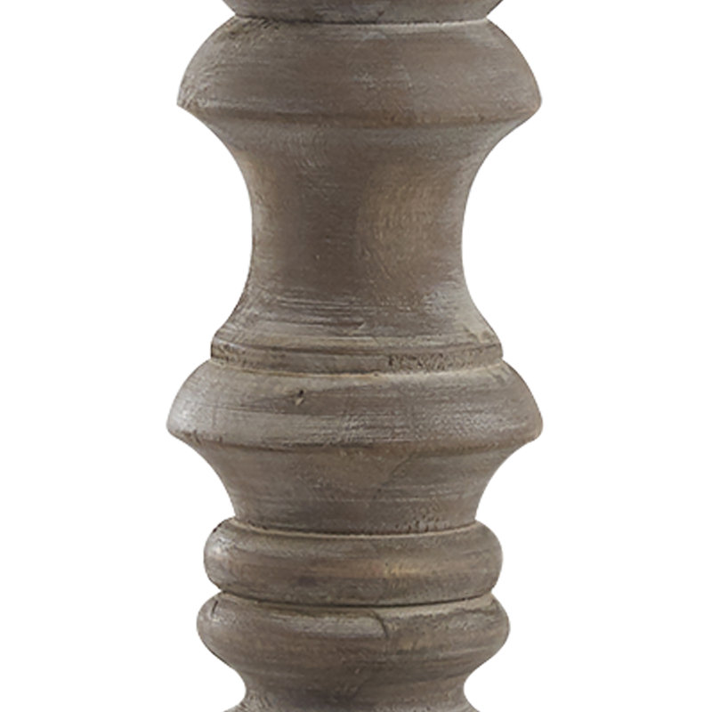 15'' H Wood Tabletop Candlestick, Gray