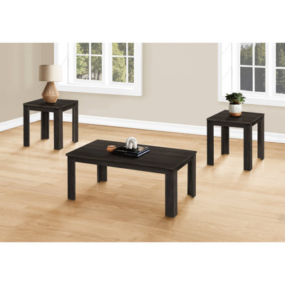 3Pcs Table - Coffee, End, Side Tables, Brown Laminate, Sumptuous Living Room 3Pcs : Tables. Laminate. Simple Yet Charming Design With Spacious Display Tops
