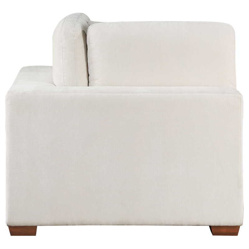 Canapé modulaire 4 pièces Jenette, Chenille ivoire, Chêne