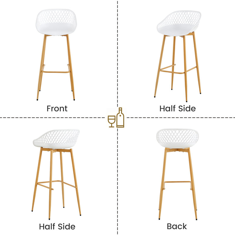 Counter Stool with Metal Frame, White/Brown