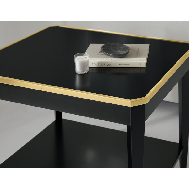Modern History End Table, Black/Gold