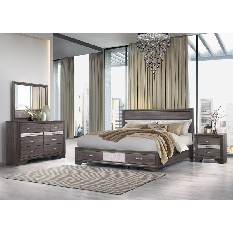 Modern Bed, Ryder Sparkle Grey Bed