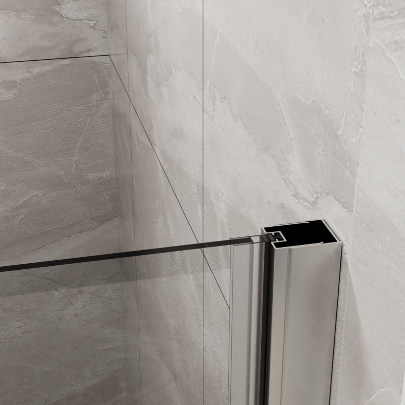 Porte de douche battante avec cadre en aluminium et verre trempé Luma, Chrome poli