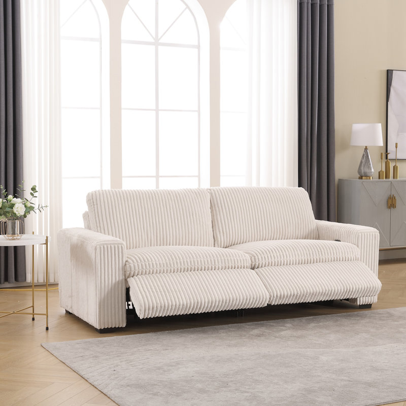 Milred 4 - Piece Upholstered Sectional, White Corduroy